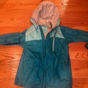 L.L. Bean Teal and Light Blue Kids Raincoat